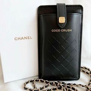 Chanel Coco Crush Black with Gold Accents Smartphone Holder Novelty Crossbody